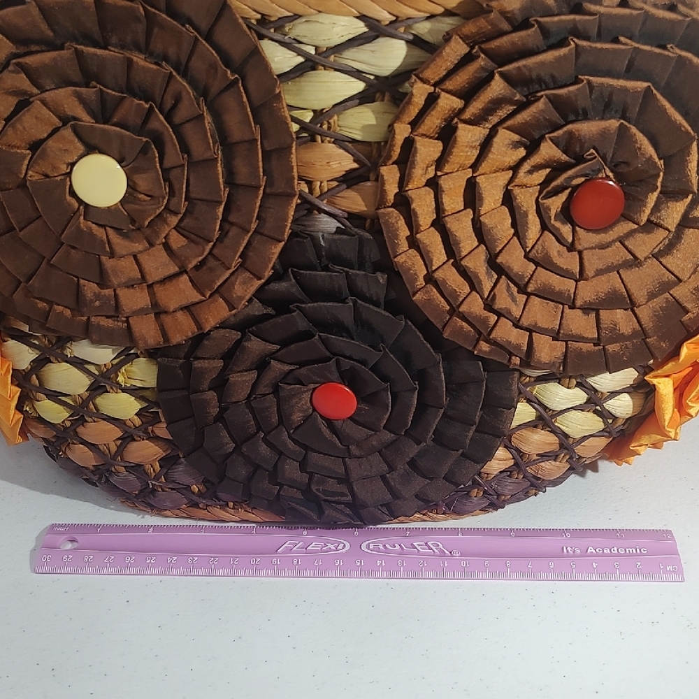 Chico's Brown and Orange Tote with Rosette Accents - Picture 6 of 16